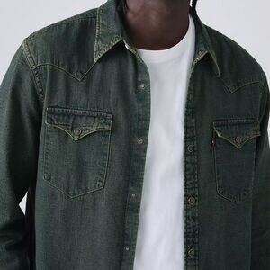 NWT $80 Levi's Standard Fit Barstow Western Denim Shirt Snap Button Men Size L